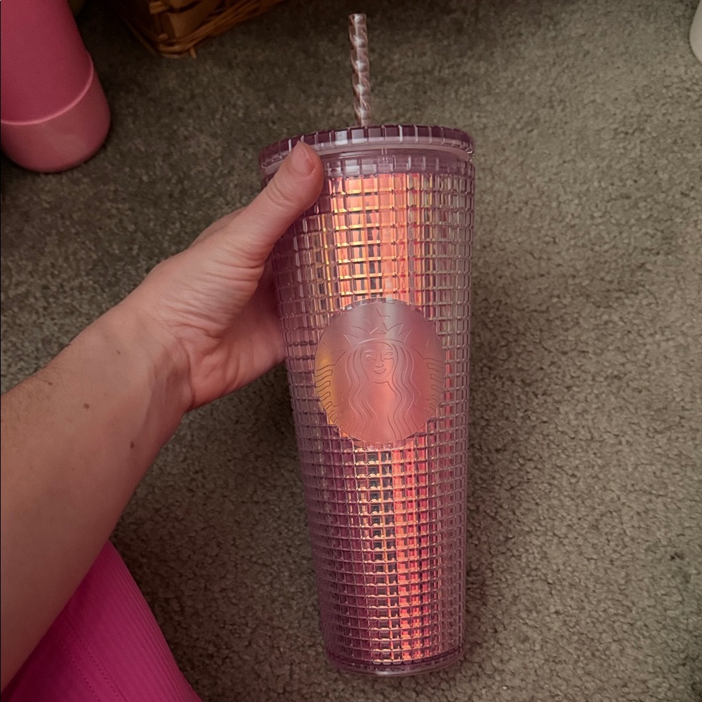 Starbucks Iridescent Pink Grid Tumbler